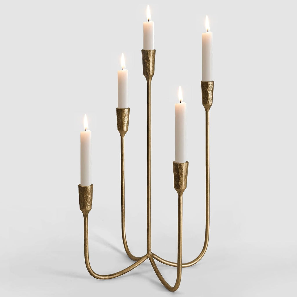 5-Candle Cast Iron Metal Candelabra Candlestick Holders