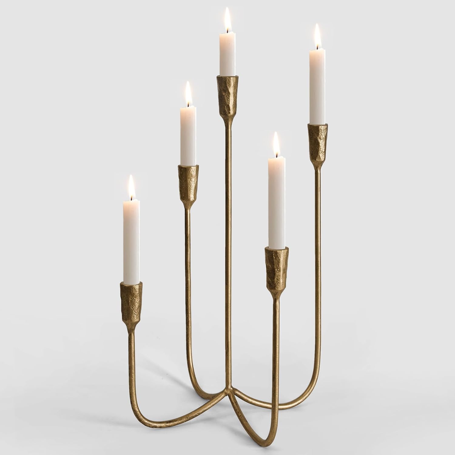 5-Candle Cast Iron Metal Candelabra Candlestick Holders