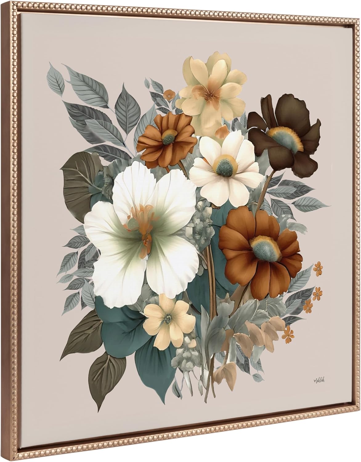 Kate and Laurel Sylvie Beaded Blossom Symphony Vintage Framed Canvas Wall Art